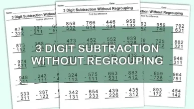 3 Digit Subtraction Without Regrouping